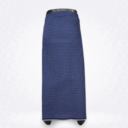 Mini Checked-Chambray Dark Gray Blue Checked Cotton Lungi